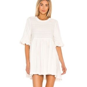 NWT Free People Take A Spin Tunic Babydoll Mini Dress in Ivory Sz Small